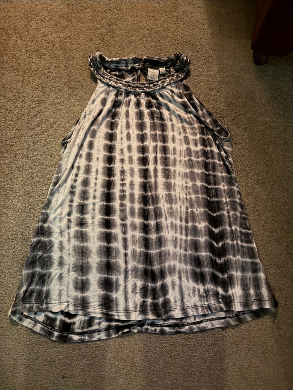 Saint Tropez West Black & White Tie-Dye Sleeveless Halter Dress for Kids